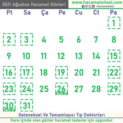 Hacamat Takvimi Hacamat Gunleri Hacamat Sitesi
