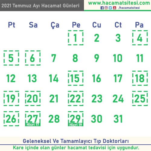 Hacamat Takvimi Hacamat Gunleri Hacamat Sitesi